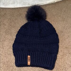Aneco Dark Blue Knit Beanie with Pom-Pom